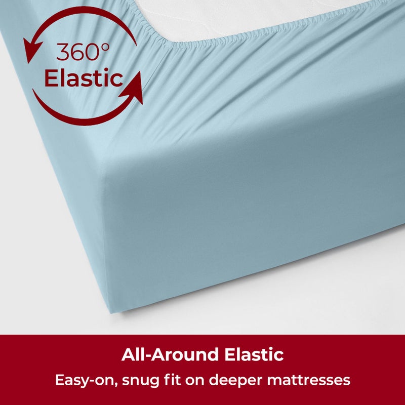 Mellanni Extra Deep Twin Sheets - 3 PC Iconic Collection Bedding - Hotel Luxury, Ultra Soft, Cooling Bed Sheets - Wrinkle, Fade, Stain Resistant (Twin, Aqua) - Image 5